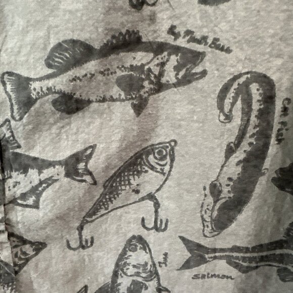 Woodland Creek Men's Fish Print Short Sleeve Button Shirt Green L Large Cotton - Picture 5 of 7